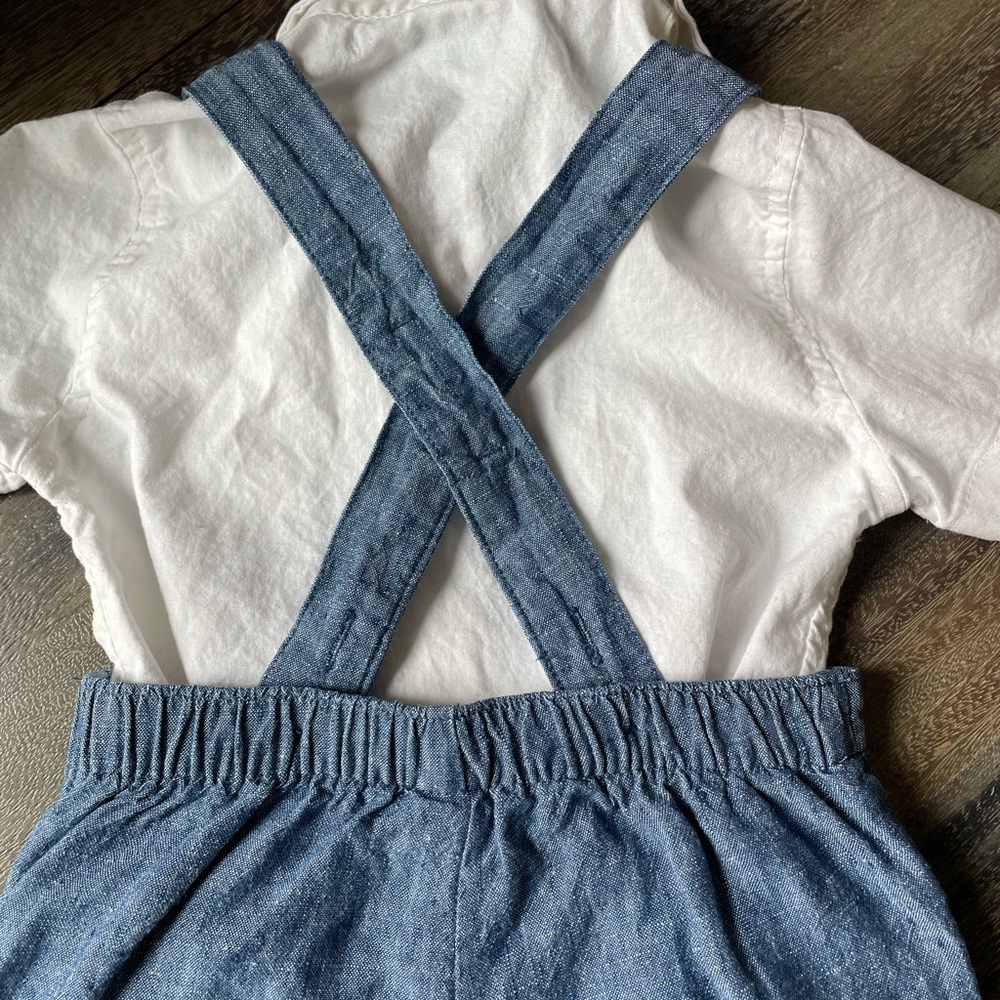 SOLD Janie and Jack linen shorts overalls, 12-18 months - Picture 7 of 13